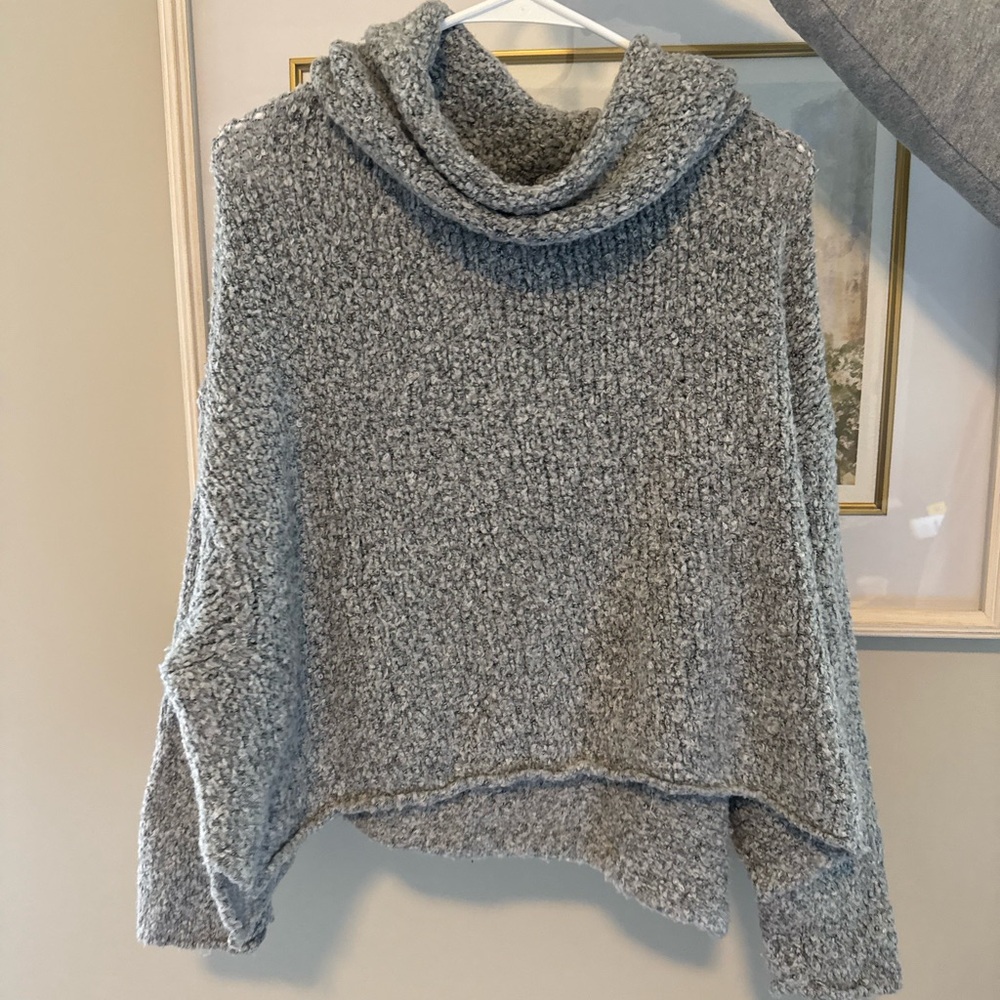 Free People Soft Gray Cowl Neck Sweater